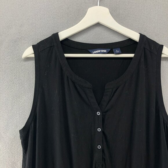 Lands' End Ponte Knit Pockets Maxi Dress Womens Large 14-16 Beach Stretch Black - Picture 4 of 10